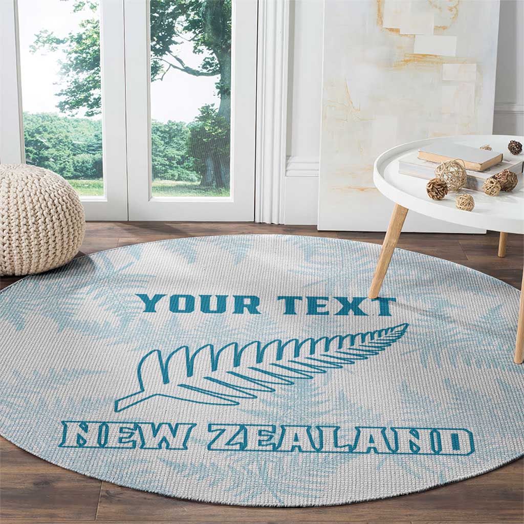 Custom New Zealand Silver Fern Football Round Carpet Come On All White