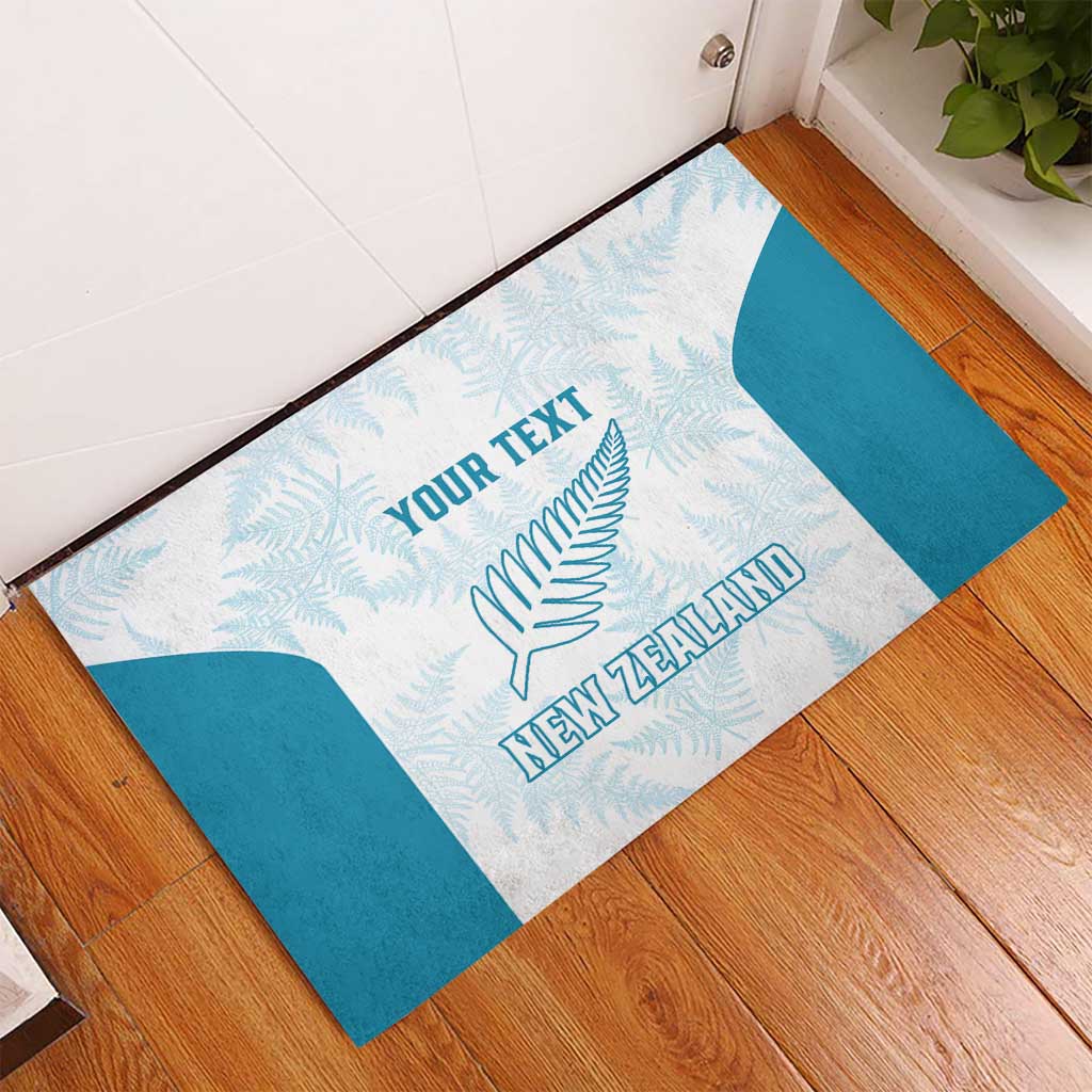 Custom New Zealand Silver Fern Football Rubber Doormat Come On All White