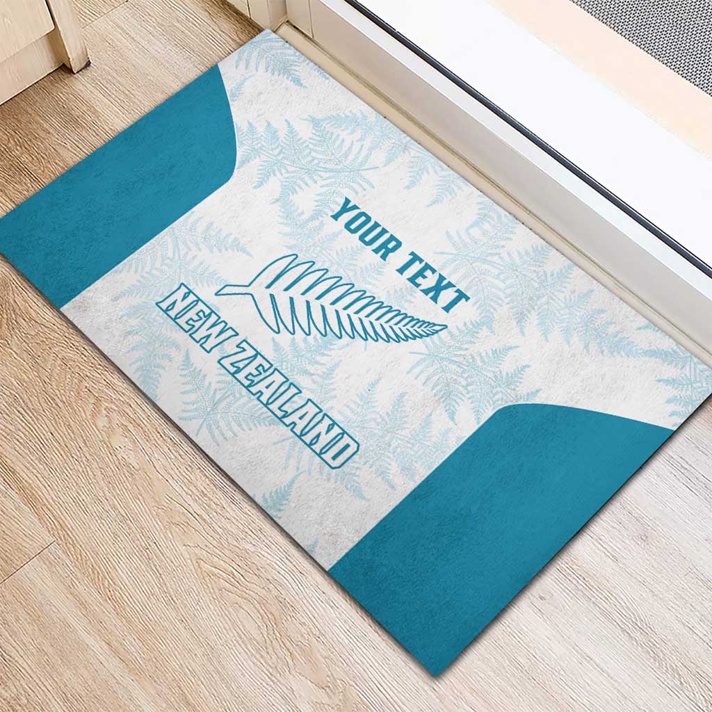 Custom New Zealand Silver Fern Football Rubber Doormat Come On All White