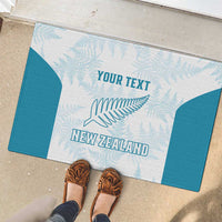 Custom New Zealand Silver Fern Football Rubber Doormat Come On All White