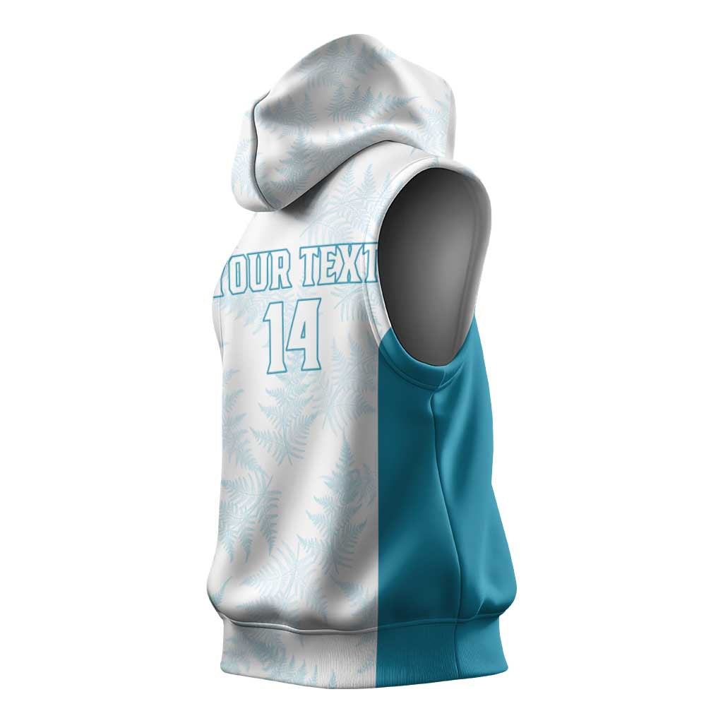 Custom New Zealand Silver Fern Football Sleeveless Hoodie Come On All White - Polynesian Pride