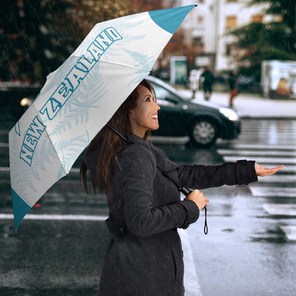 Custom New Zealand Silver Fern Football Umbrella Come On All White - Polynesian Pride
