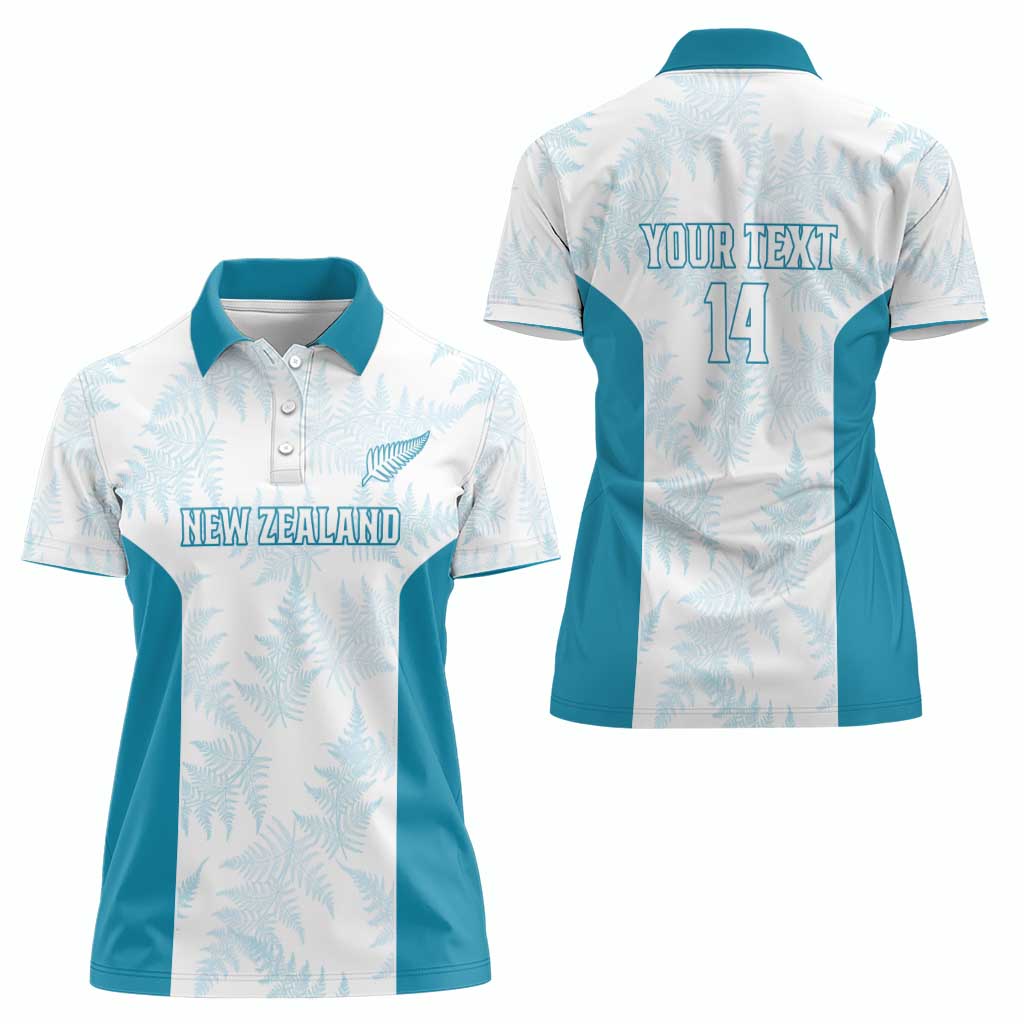 Custom New Zealand Silver Fern Football Women Polo Shirt Come On All White