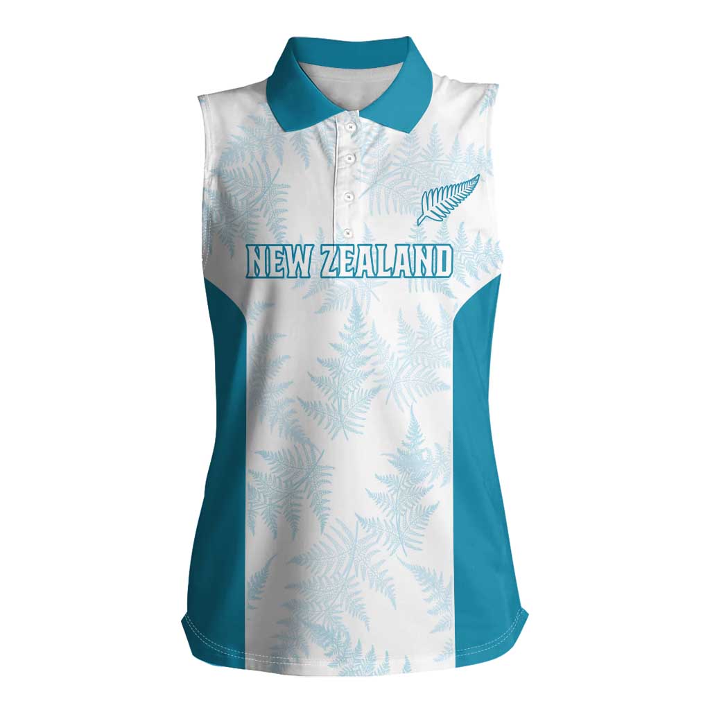 Custom New Zealand Silver Fern Football Women Sleeveless Polo Shirt Come On All White