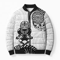 Custom Aotearoa Football Bomber Puffer Jacket NZ Maori Tiki Go Champions LT14 Unisex White - Polynesian Pride