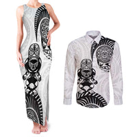 Custom Aotearoa Football Couples Matching Tank Maxi Dress and Long Sleeve Button Shirt NZ Maori Tiki Go Champions