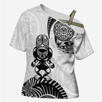 Custom Aotearoa Football Cross Shoulder Shirt NZ Maori Tiki Go Champions LT14 Female White - Polynesian Pride