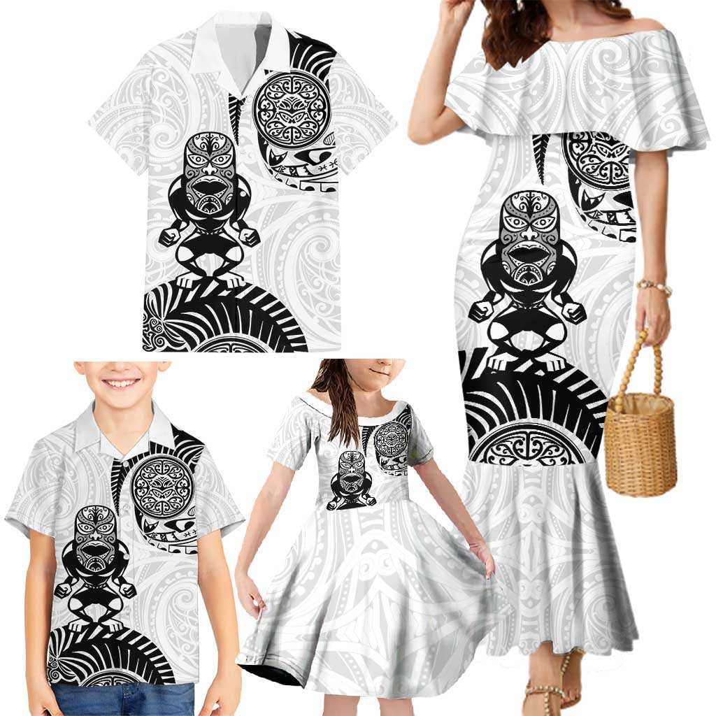 Custom Aotearoa Football Family Matching Mermaid Dress and Hawaiian Shirt NZ Maori Tiki Go Champions