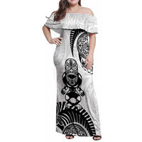 Custom Aotearoa Football Family Matching Off Shoulder Maxi Dress and Hawaiian Shirt NZ Maori Tiki Go Champions