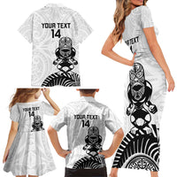 Custom Aotearoa Football Family Matching Short Sleeve Bodycon Dress and Hawaiian Shirt NZ Maori Tiki Go Champions