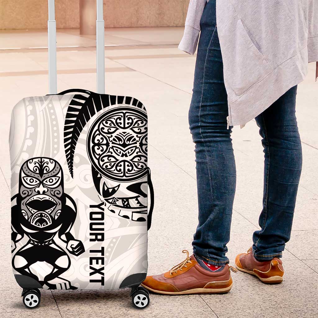 Custom Aotearoa Football Luggage Cover NZ Maori Tiki Go Champions LT14 White - Polynesian Pride