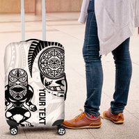 Custom Aotearoa Football Luggage Cover NZ Maori Tiki Go Champions LT14 White - Polynesian Pride