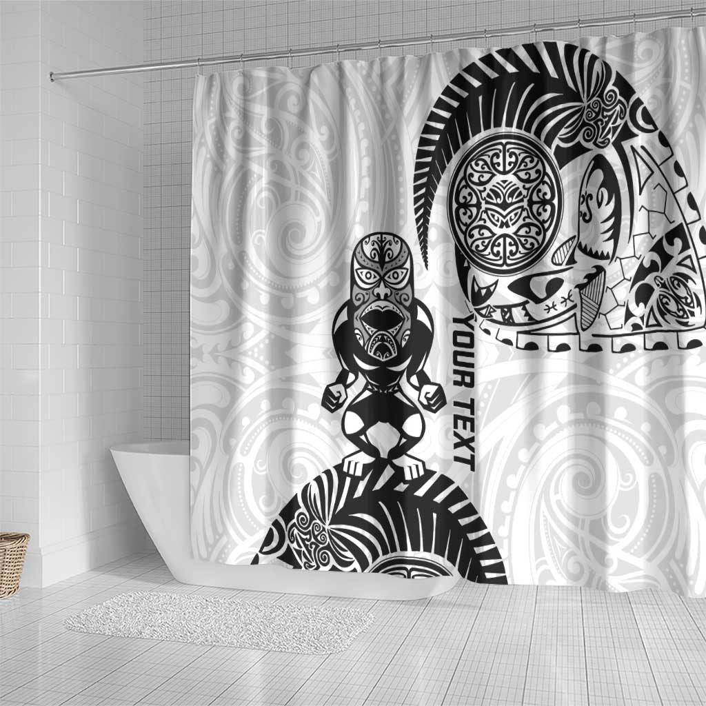 Custom Aotearoa Football Shower Curtain NZ Maori Tiki Go Champions LT14 - Polynesian Pride