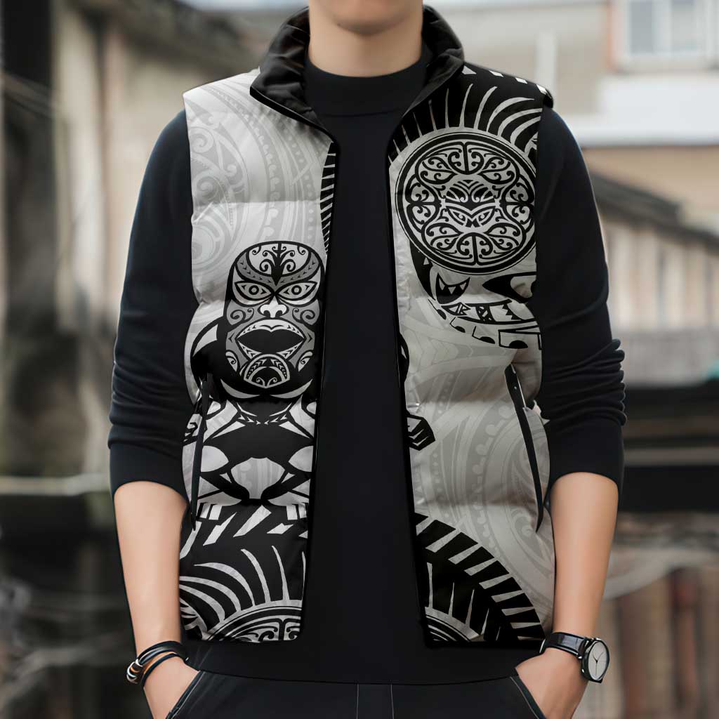 Custom Aotearoa Football Sleeveless Puffer Jacket NZ Maori Tiki Go Champions LT14 - Polynesian Pride