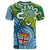 Australia and Fiji T Shirt Aboriginal Mix Fijian Tapa Unique Style LT14 Green - Polynesian Pride