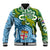 Personalised Australia And Fiji Baseball Jacket Aboriginal Mix Fijian Tapa Unique Style LT14 Unisex Green - Polynesian Pride
