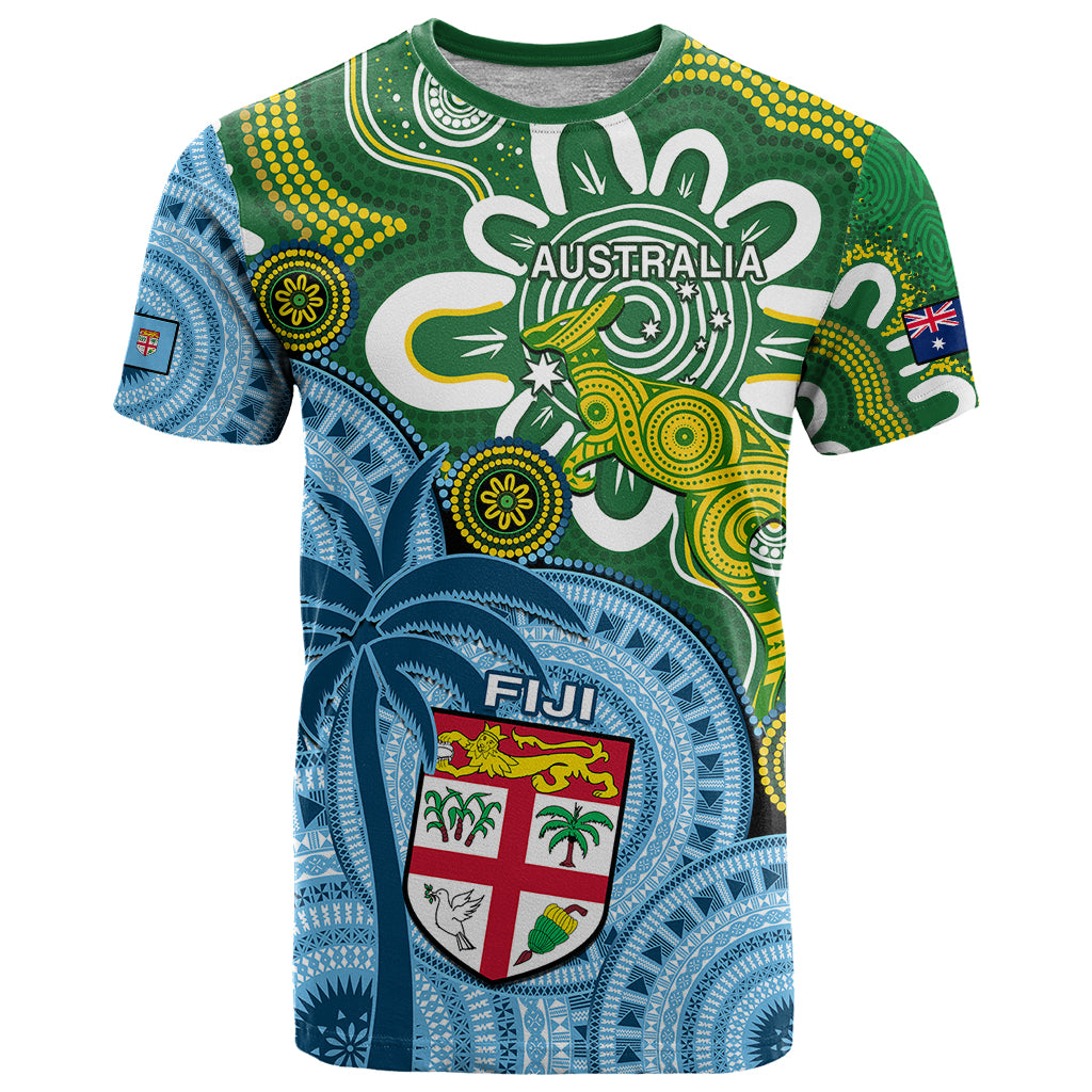 Custom Australia And Fiji T Shirt Aboriginal Mix Fijian Tapa Unique Style LT14 Green - Polynesian Pride