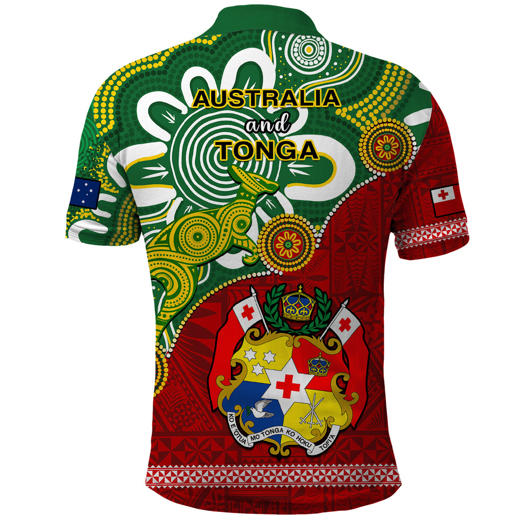 Australia and Tonga Polo Shirt Aboriginal Mix Tongan Ngatu Unique Style LT14 - Polynesian Pride