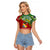Australia And Tonga Raglan Cropped T Shirt Aboriginal Mix Tongan Ngatu Unique Style LT14 Female Green - Polynesian Pride