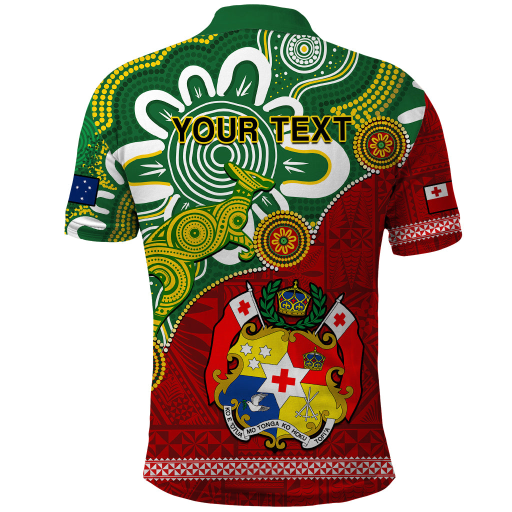 Custom Australia and Tonga Polo Shirt Aboriginal Mix Tongan Ngatu Unique Style LT14 - Polynesian Pride