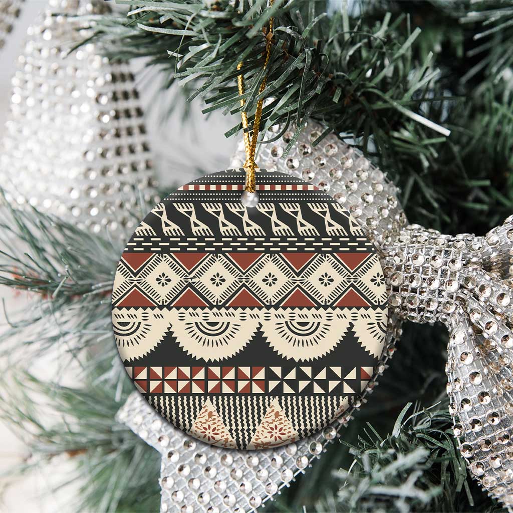 Vintage Bula Fiji Masi Ceramic Ornament Fijian Tapa Cloth - Polynesian Pride