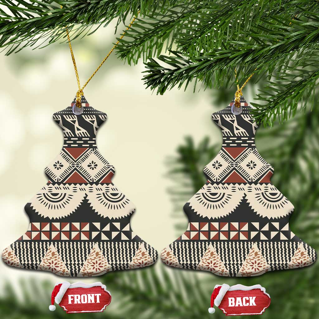 Vintage Bula Fiji Masi Ceramic Ornament Fijian Tapa Cloth - Polynesian Pride