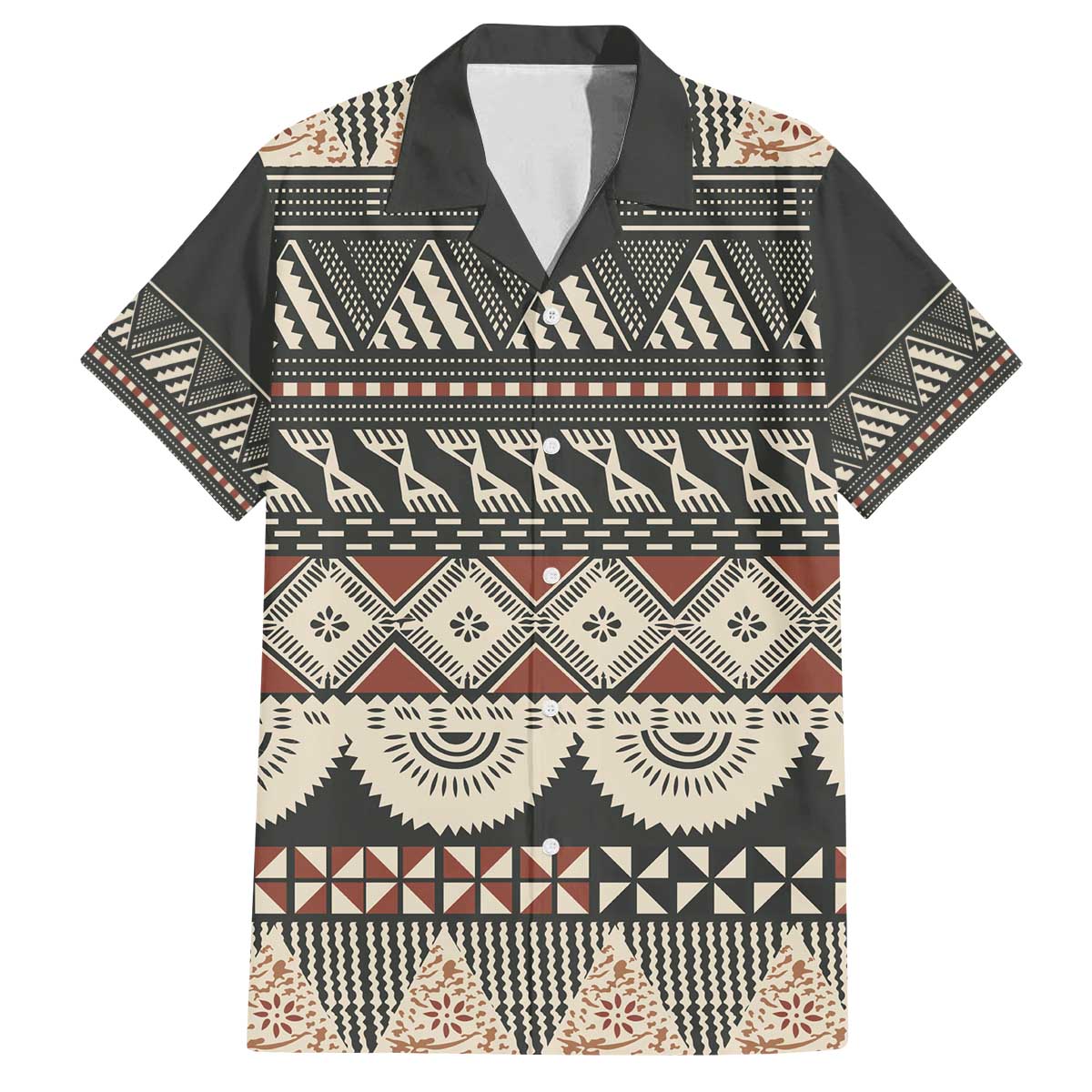 Vintage Bula Fiji Masi Family Matching Off The Shoulder Long Sleeve Dress and Hawaiian Shirt Fijian Tapa Cloth - Polynesian Pride