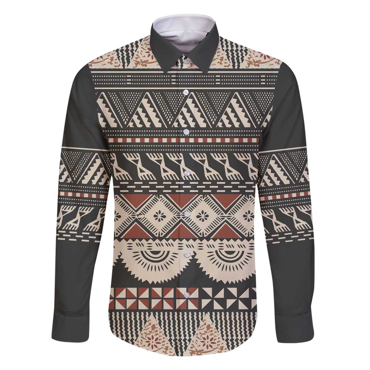 Vintage Bula Fiji Masi Family Matching Off The Shoulder Long Sleeve Dress and Hawaiian Shirt Fijian Tapa Cloth - Polynesian Pride