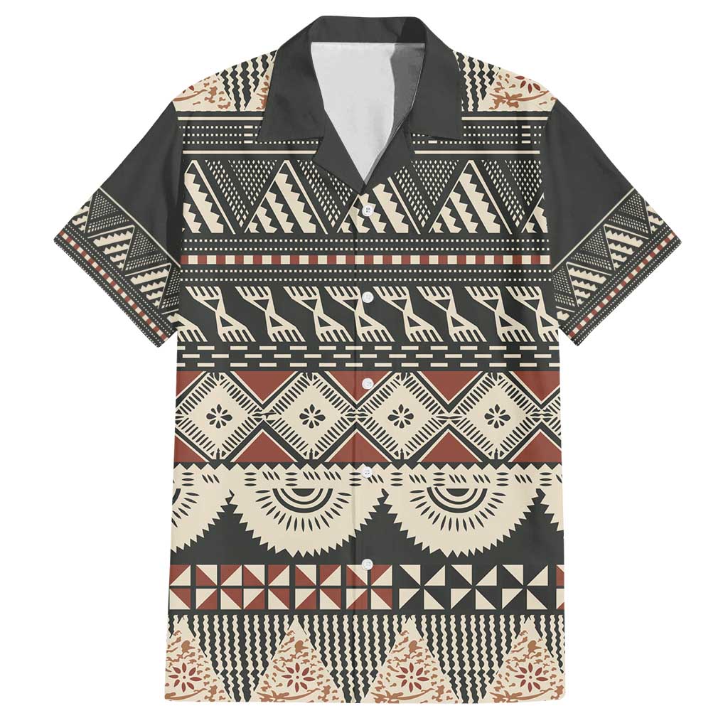 Vintage Bula Fiji Masi Family Matching Off Shoulder Maxi Dress and Hawaiian Shirt Fijian Tapa Cloth - Polynesian Pride