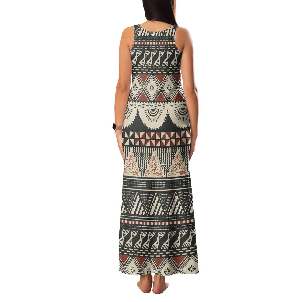 Vintage Bula Fiji Masi Family Matching Tank Maxi Dress and Hawaiian Shirt Fijian Tapa Cloth - Polynesian Pride