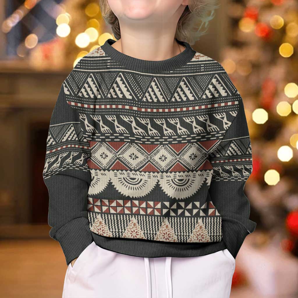 Vintage Bula Fiji Masi Kid Ugly Christmas Sweater Fijian Tapa Cloth - Polynesian Pride