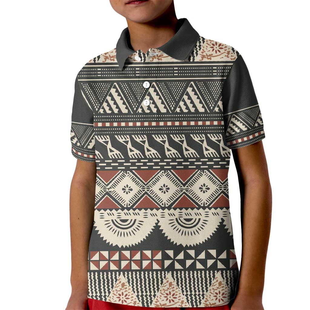 Vintage Bula Fiji Masi Kid Polo Shirt Fijian Tapa Cloth - Polynesian Pride
