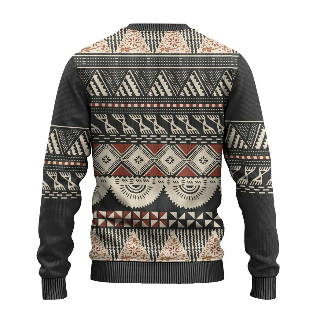 Vintage Bula Fiji Masi Ugly Christmas Sweater Fijian Tapa Cloth - Polynesian Pride