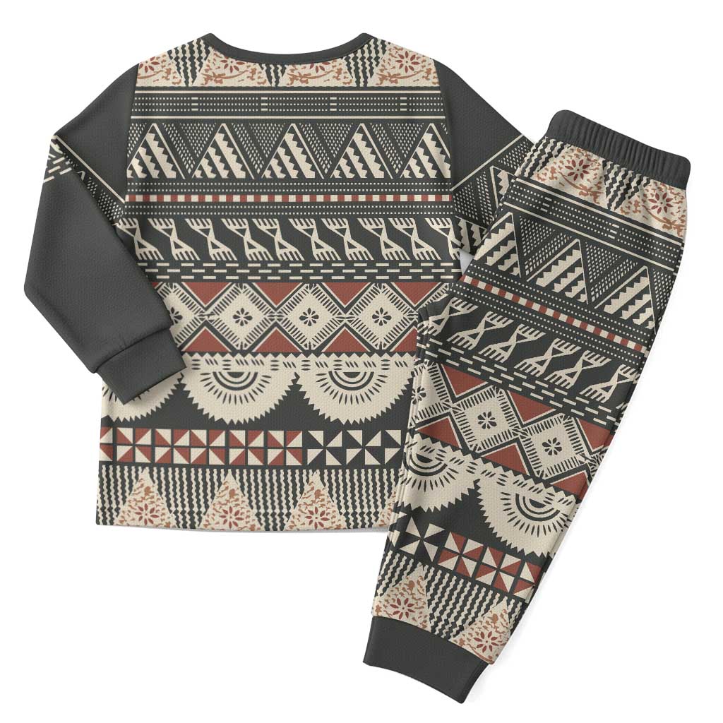 Vintage Bula Fiji Masi Christmas Pajama Set Fijian Tapa Cloth - Polynesian Pride