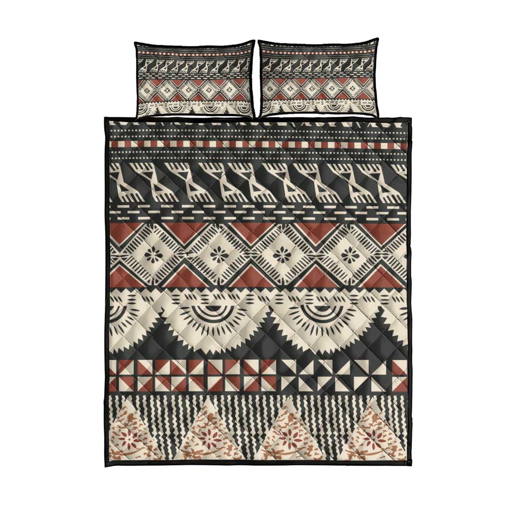 Vintage Bula Fiji Masi Quilt Bed Set Fijian Tapa Cloth - Polynesian Pride