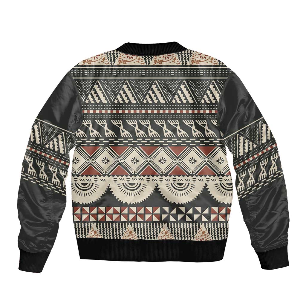 Vintage Bula Fiji Masi Sleeve Zip Bomber Jacket Fijian Tapa Cloth LT14 - Polynesian Pride