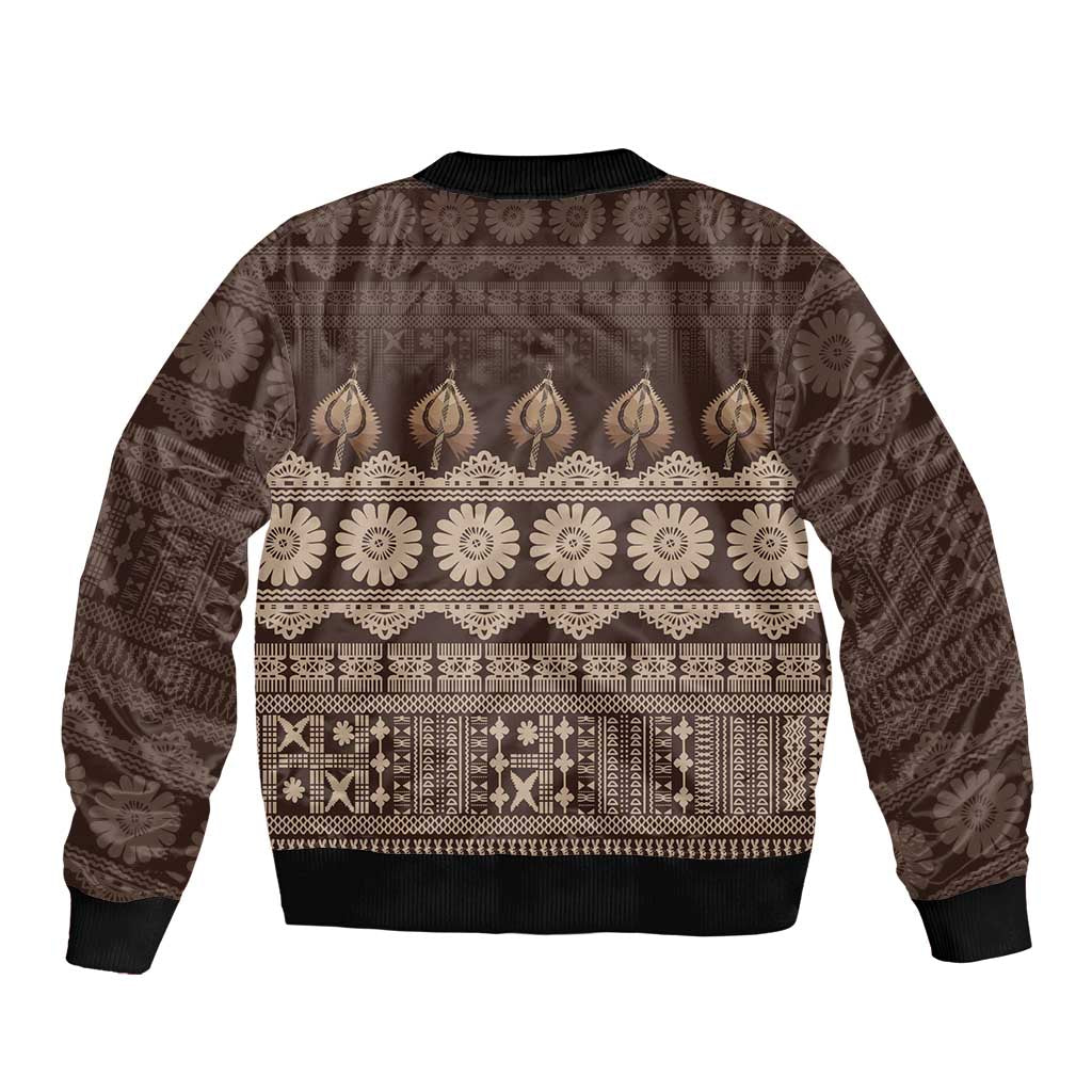 Bula Fiji Iri ni Meke Bomber Jacket Kuvui Fijian Masi LT14 - Polynesian Pride