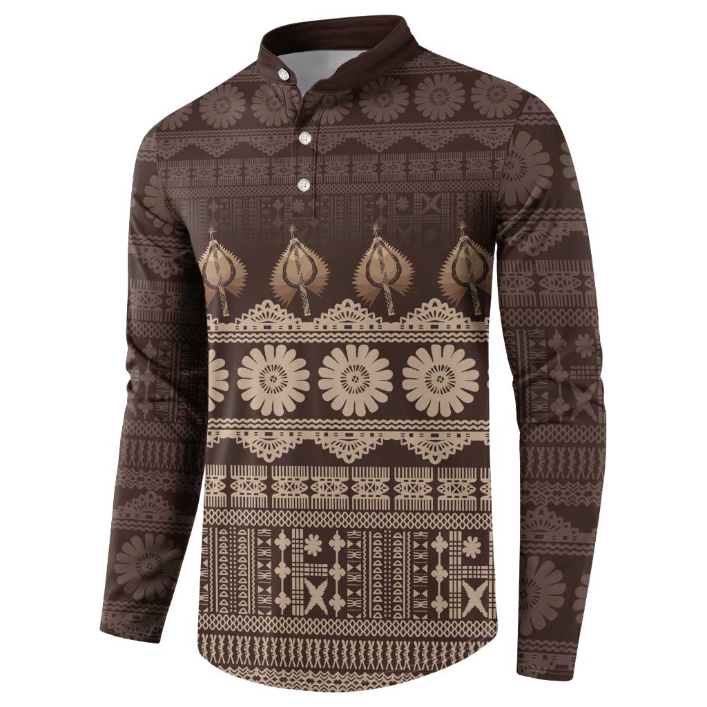 Bula Fiji Iri ni Meke Button Sweatshirt Kuvui Fijian Masi - Polynesian Pride