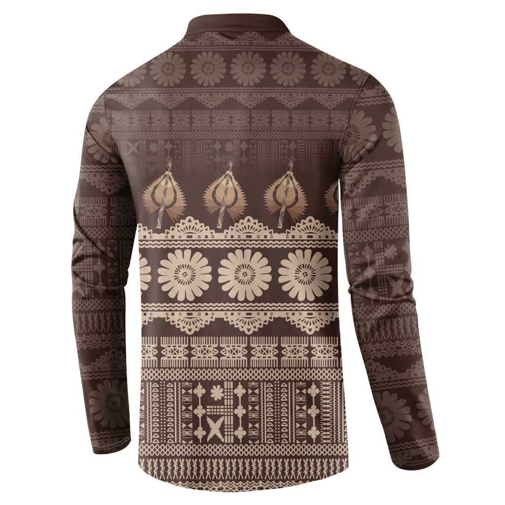 Bula Fiji Iri ni Meke Button Sweatshirt Kuvui Fijian Masi - Polynesian Pride