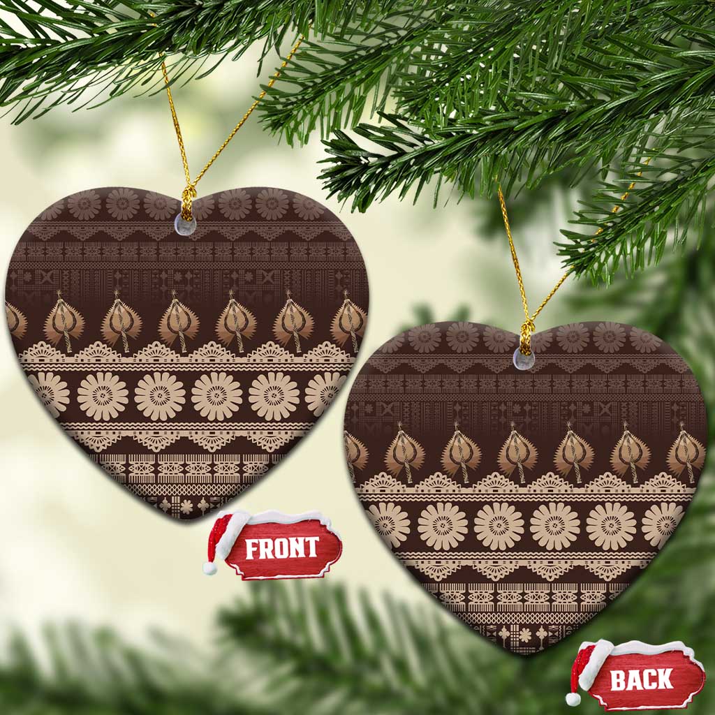 Bula Fiji Iri ni Meke Ceramic Ornament Kuvui Fijian Masi - Polynesian Pride