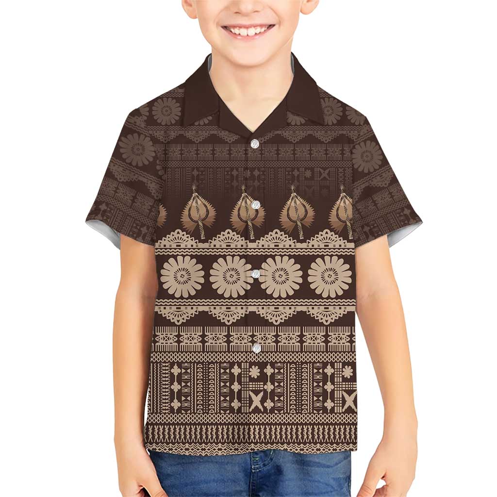 Bula Fiji Iri ni Meke Family Matching Short Sleeve Bodycon Dress and Hawaiian Shirt Kuvui Fijian Masi - Polynesian Pride