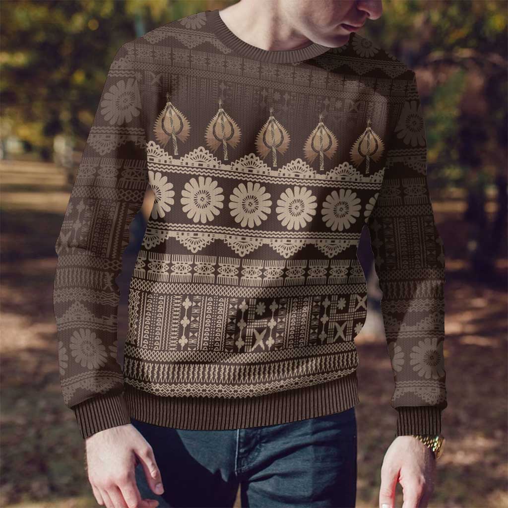 Bula Fiji Iri ni Meke Ugly Christmas Sweater Kuvui Fijian Masi - Polynesian Pride