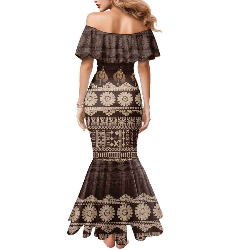 Bula Fiji Iri ni Meke Mermaid Dress Kuvui Fijian Masi - Polynesian Pride