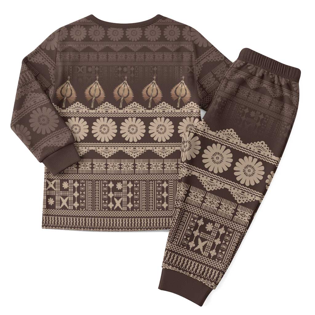 Bula Fiji Iri ni Meke Christmas Pajama Set Kuvui Fijian Masi - Polynesian Pride