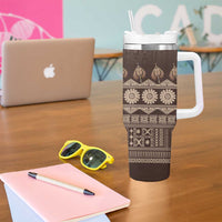 Bula Fiji Iri ni Meke Tumbler With Handle Kuvui Fijian Masi - Polynesian Pride