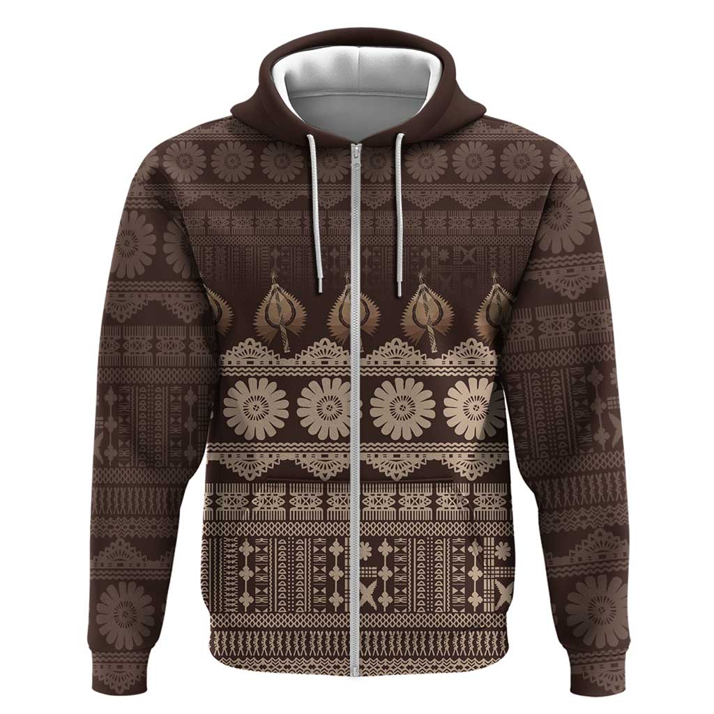 Bula Fiji Iri ni Meke Zip Hoodie Kuvui Fijian Masi - Polynesian Pride