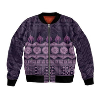 Bula Fiji Iri ni Meke Bomber Jacket Lokaloka Fijian Masi LT14 Unisex Purple - Polynesian Pride