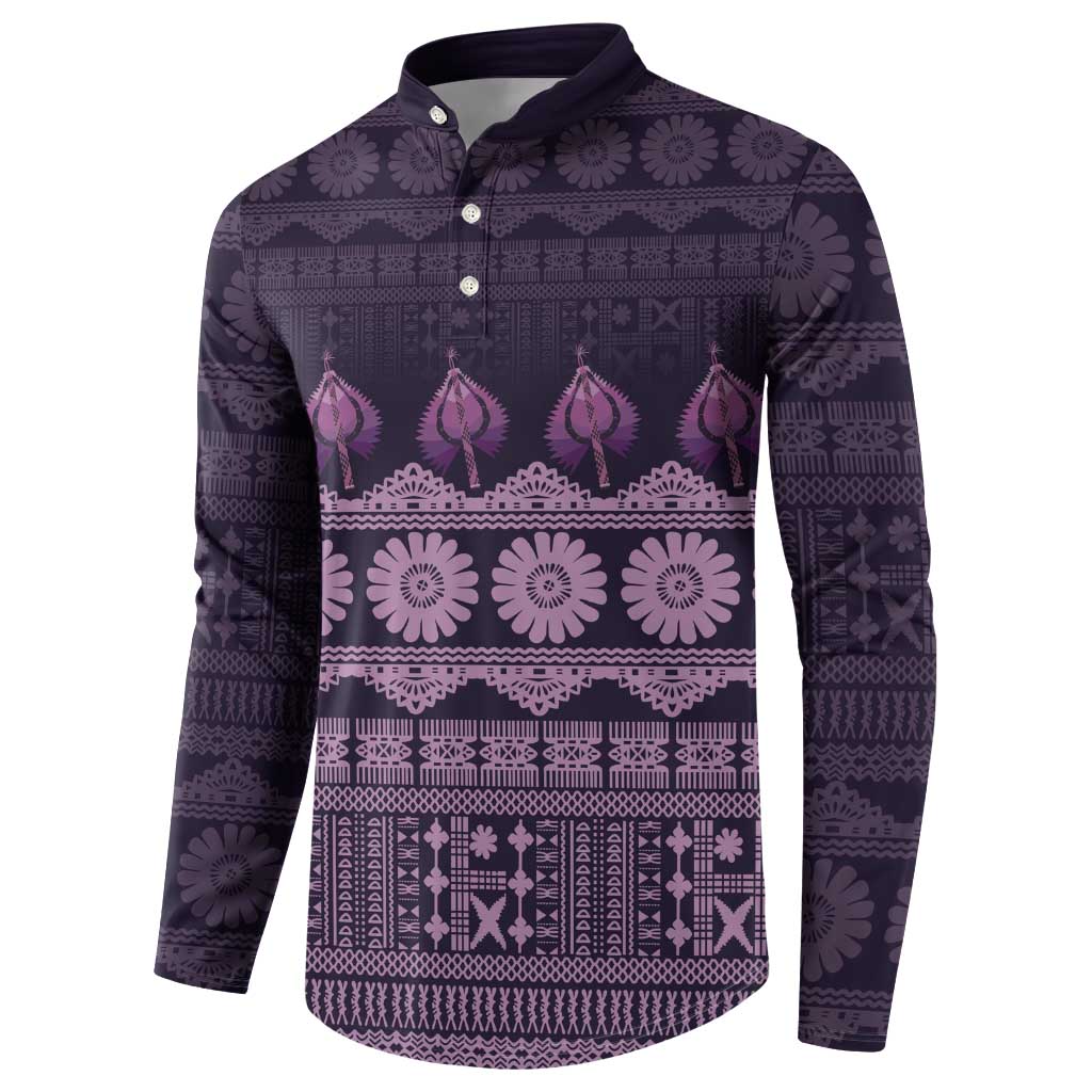 Bula Fiji Iri ni Meke Button Sweatshirt Lokaloka Fijian Masi - Polynesian Pride