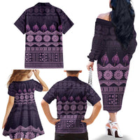 Bula Fiji Iri ni Meke Family Matching Off The Shoulder Long Sleeve Dress and Hawaiian Shirt Lokaloka Fijian Masi - Polynesian Pride