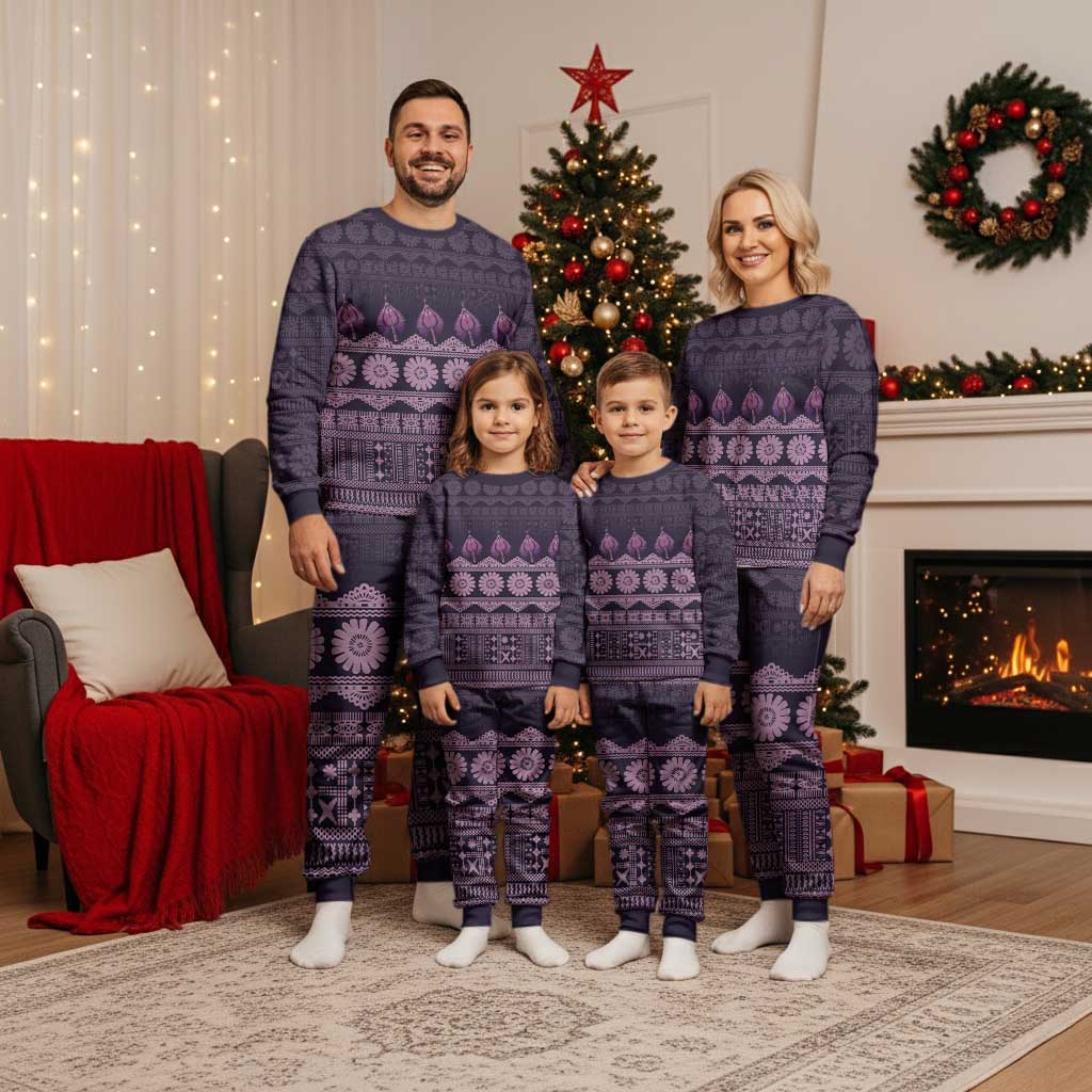 Bula Fiji Iri ni Meke Christmas Pajama Set Lokaloka Fijian Masi - Polynesian Pride
